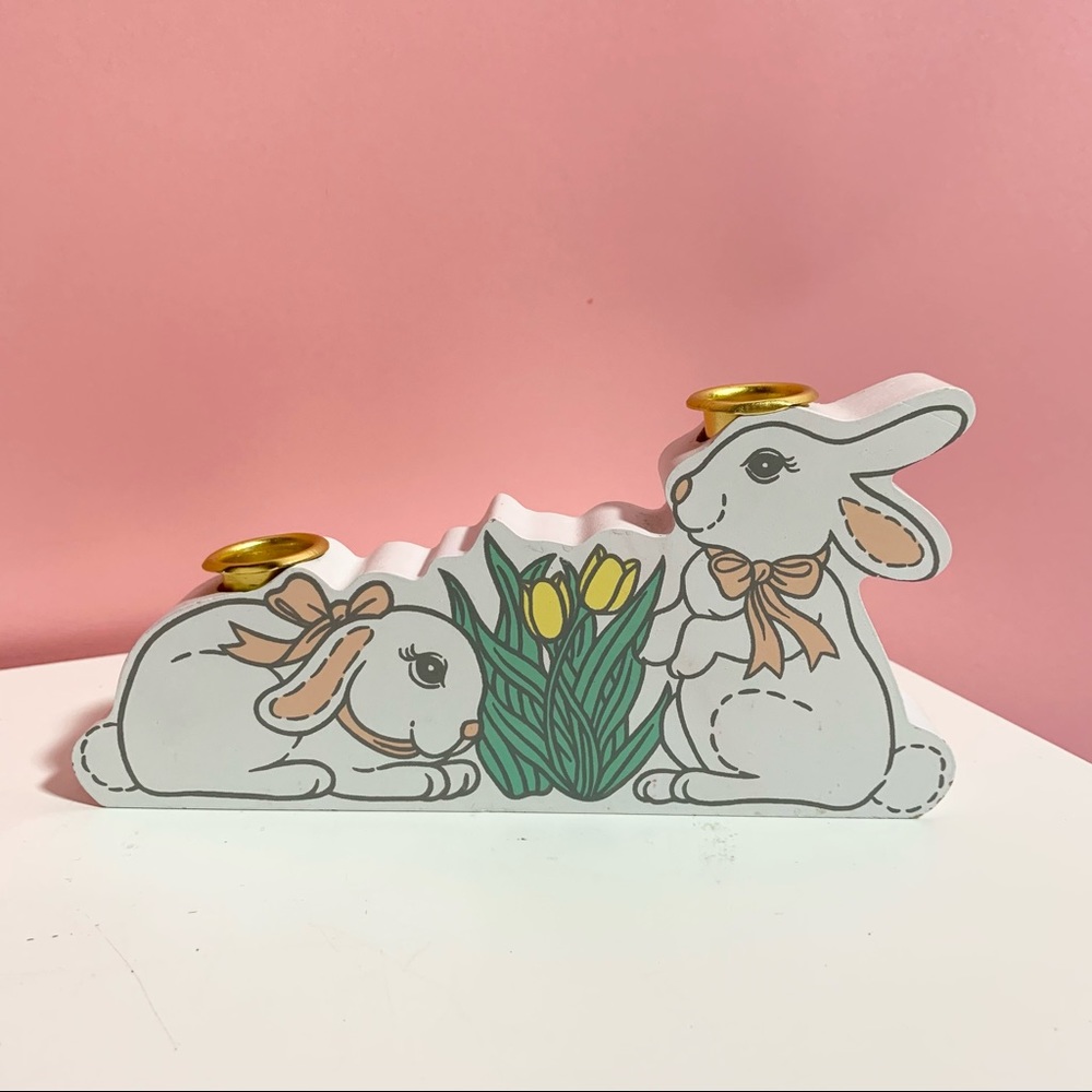 Vintage bunny rabbit candlestick holder